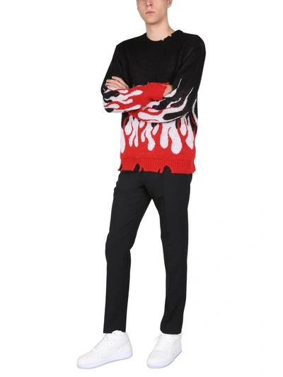 Shop Vision Of Super "double Flame" Sweater In Black