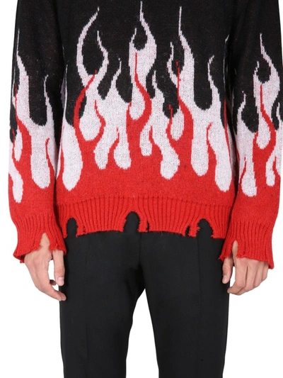 Shop Vision Of Super "double Flame" Sweater In Black