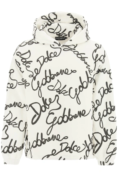 Shop Dolce & Gabbana Logoed Sweatshirt With Hoodie In White