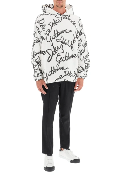 Shop Dolce & Gabbana Logoed Sweatshirt With Hoodie In White