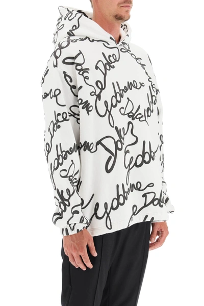 Shop Dolce & Gabbana Logoed Sweatshirt With Hoodie In White