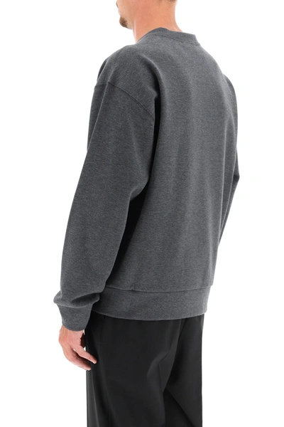 Shop Dolce & Gabbana Crewneck Sweatshirt With Embroidery In Grey