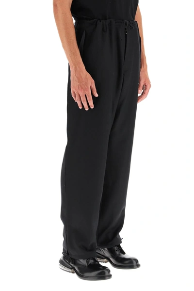 Shop Maison Margiela Wool Blend Trousers With Drawstring In Black