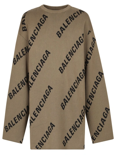 Shop Balenciaga Branded Sweater In Brown