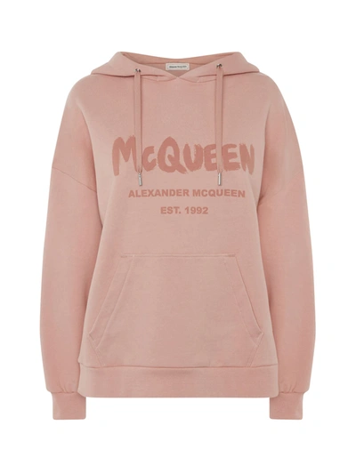 Shop Alexander Mcqueen Hoodie Sweatshirt In Rose Gold