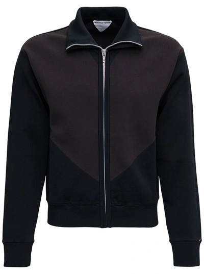 Shop Bottega Veneta Bicolor Sweatshirt In Technical Fabric In Black