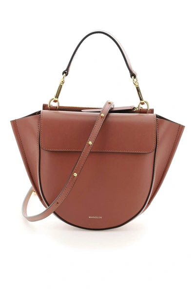 Shop Wandler Hortensia Mini Leather Bag In Chestnut (brown)