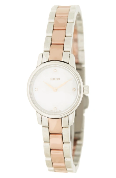 Shop Rado Coupole Mother Of Pearl & Diamond Bracelet Watch, 21mm