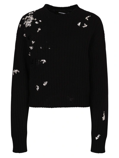 Shop Dsquared2 Distressed Effect Sweater In Black