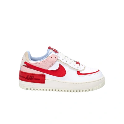 Nike Women's Air Force 1 Shadow Shoes In White Red