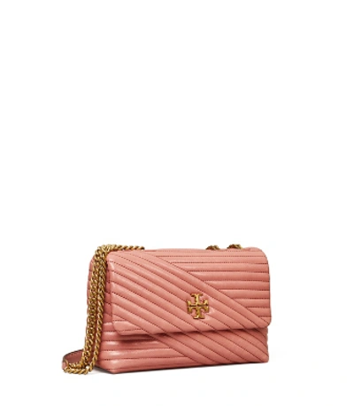 Tory Burch Kira Chevron Glazed Small Convertible Shoulder Bag In Pink  Magnolia