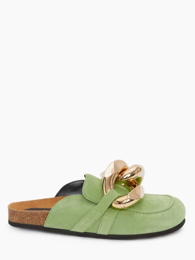 Shop Jw Anderson Women's Chain Loafer Mules In Green