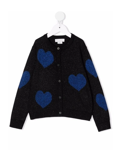 Shop Stella Mccartney Metallic Heart-pattern Cardigan In Black