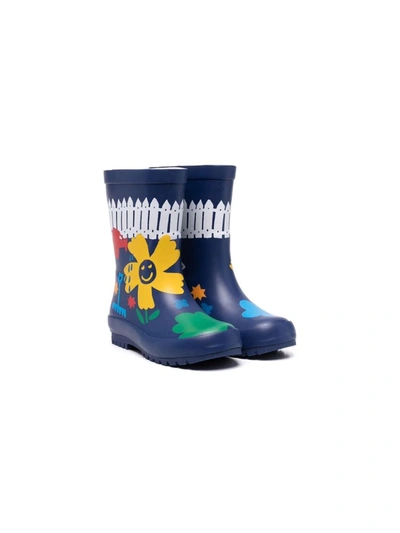 Shop Stella Mccartney Floral Wellington Boots In Blue