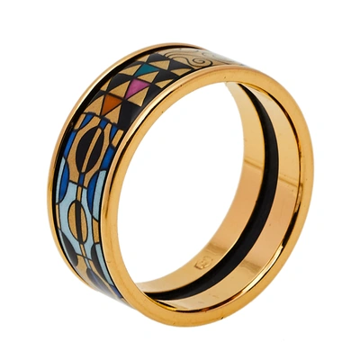 Pre-owned Frey Wille Gold Plated Fire Enamel Band Ring Size Eu 55 In Multicolor