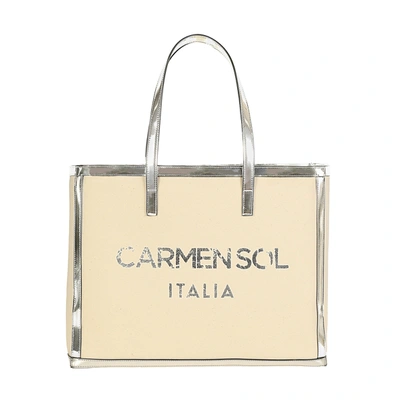 Shop Carmen Sol Roma Canvas Large Tote In Silver