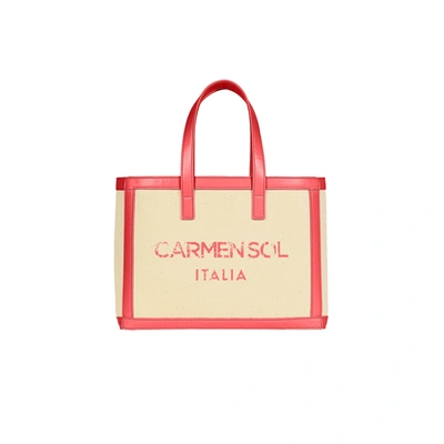 Shop Carmen Sol Venezia Canvas Mini Tote In Neon Pink