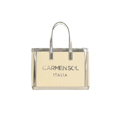 Shop Carmen Sol Venezia Canvas Mini Tote In Silver