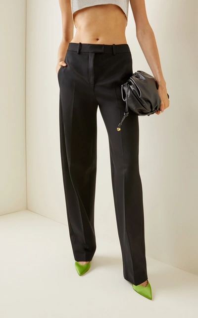 Shop Attico Women's Gabardine Straight-leg Trousers In Black