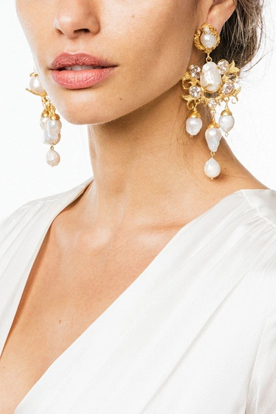 Shop Christie Nicolaides Ariadne Earrings Gold/crystal In White