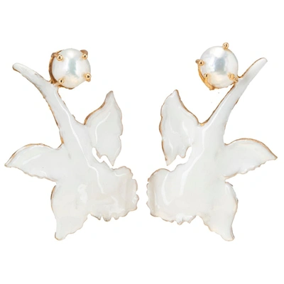 Shop Christie Nicolaides Chanel Earrings White