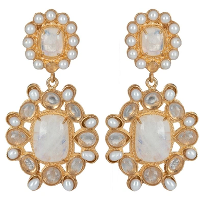 Shop Christie Nicolaides Mirabella Earrings Moonstone In Gold