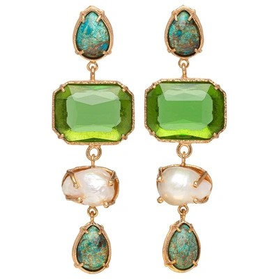 Shop Christie Nicolaides Camellia Earrings Green