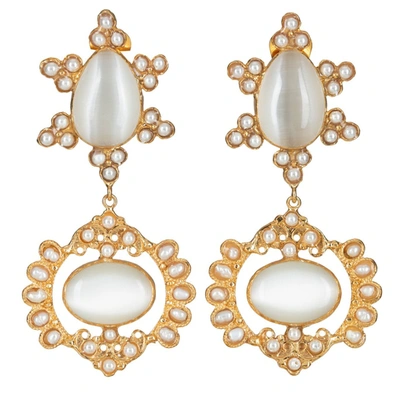 Shop Christie Nicolaides Zoe Earrings White/pearl In Gold