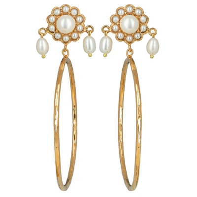 Shop Christie Nicolaides Rosita Hoops Pearl In Gold
