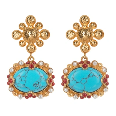 Shop Christie Nicolaides Tesoro Earrings Turquoise In Blue