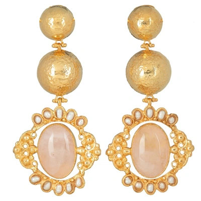Shop Christie Nicolaides Paloma Earrings Pale Pink In Gold