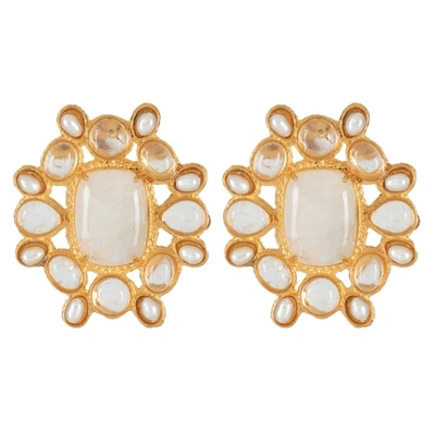 Shop Christie Nicolaides Christabelle Earrings Moonstone In Pink