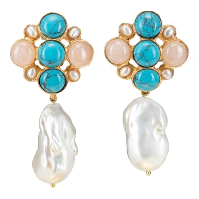 Shop Christie Nicolaides Margot Earrings Turquoise In Blue