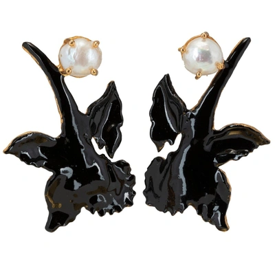Shop Christie Nicolaides Chanel Earrings Black