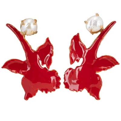 Shop Christie Nicolaides Chanel Earrings Red