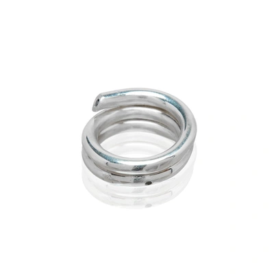 Shop Ali Grace Jewelry Black Diamond Coil Ring In Silver