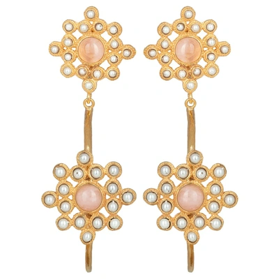 Shop Christie Nicolaides Rosamaria Hoops Pale Pink In Gold