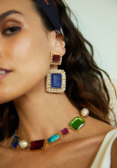 Shop Christie Nicolaides Rosalina Earrings Blue & Pink In Multi Color