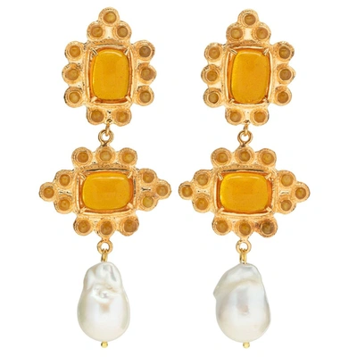 Shop Christie Nicolaides Graciela Earrings Amber In Orange