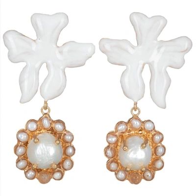 Shop Christie Nicolaides Isabella Earrings Pearls In White
