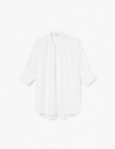 Shop A-line Cotton Blend Oversized Sleeves Poplin Shirt In White