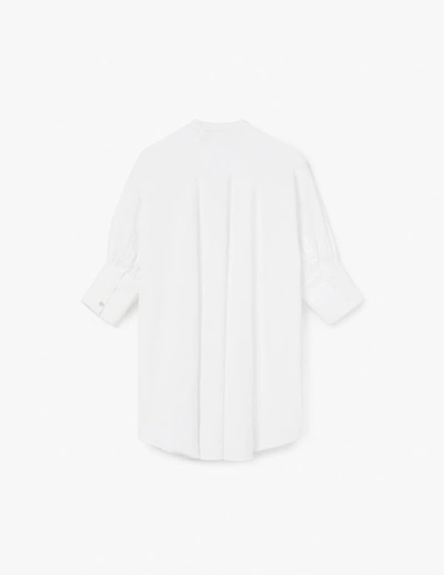 Shop A-line Cotton Blend Oversized Sleeves Poplin Shirt In White