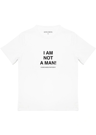 Shop Alesya Orlova T-shirt I Am Not A Man! In White
