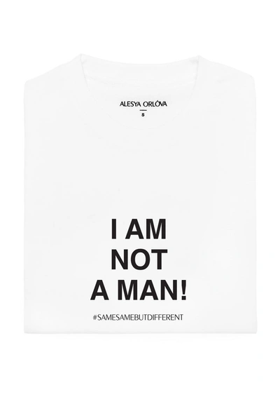 Shop Alesya Orlova T-shirt I Am Not A Man! In White