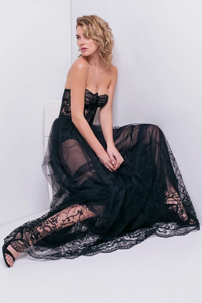 Shop Aureliana Embroidered Bustier Gown In Black