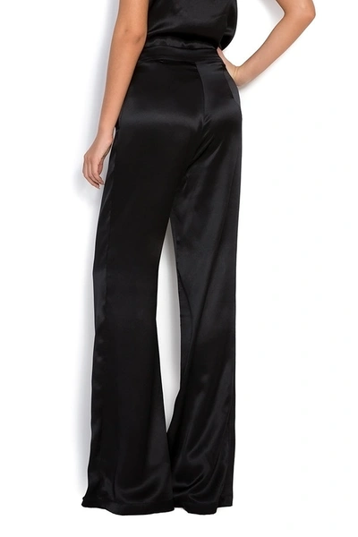 Shop Aureliana Silk Satin Flared Pants In Black