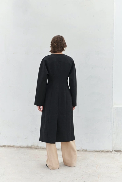 Shop Viktoria Chan Lara Overlapped Jacket – Long In Black