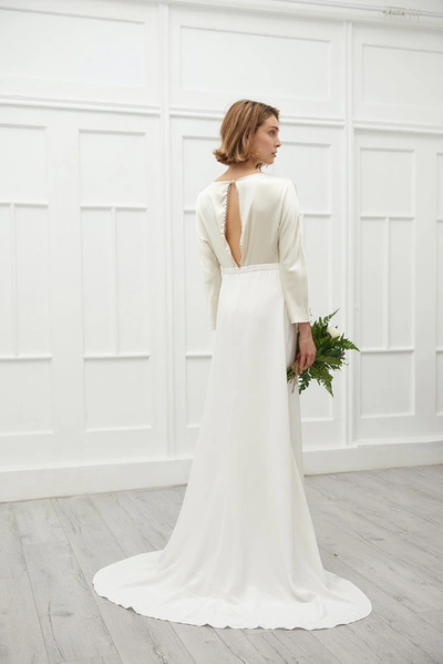 Shop Viktoria Chan Sandra Mixed Wedding Gown In White