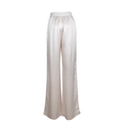 Shop Viktoria Chan Thea Satin Trousers In Ivory