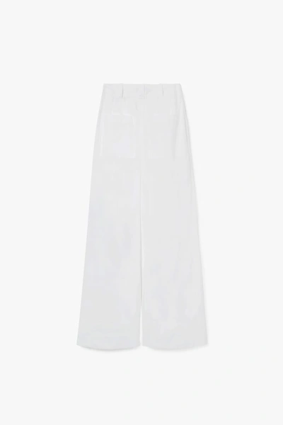 Shop A-line Wide Leg Pleated Cotton Trousers In White